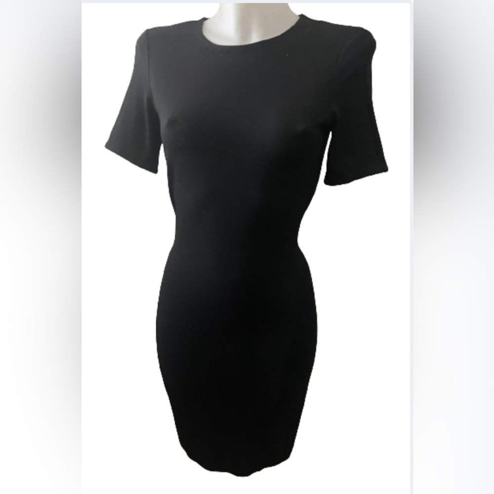Wilfred Mignonne Mini Dress Womenβs Aritzia Black Stretch Knit Zip Small - Picture 9 of 10